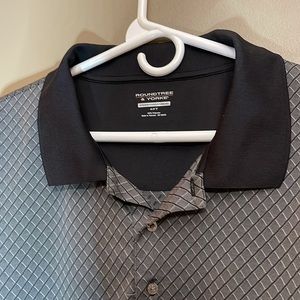 Roundtree & York black stripe Mens 4xl tall golf polo shirt 1/4 Button Polyester